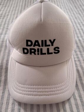 Daily Drills Logo Trucker Hat- White with Green